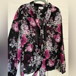 Tahari Sheet Tie Blouse